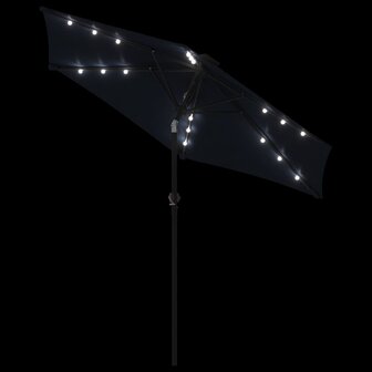 Parasol met LED&amp;apos;s en stalen paal 225x225x212 cm zwart 8