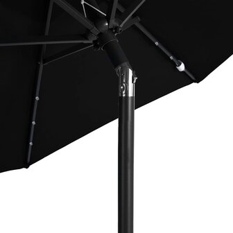 Parasol met LED&amp;apos;s en stalen paal 225x225x212 cm zwart 9