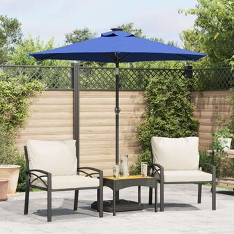 Parasol met LED&amp;apos;s en stalen paal 225x225x212 cm azuurblauw 1