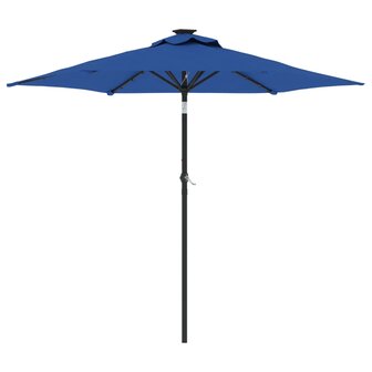 Parasol met LED&amp;apos;s en stalen paal 225x225x212 cm azuurblauw 2