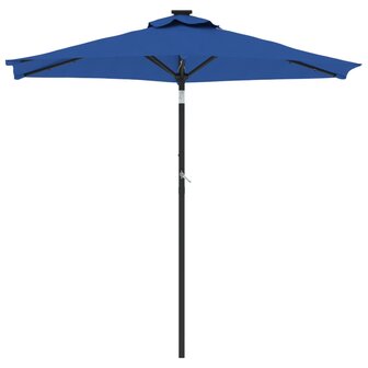 Parasol met LED&amp;apos;s en stalen paal 225x225x212 cm azuurblauw 4