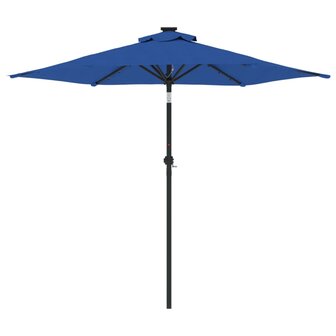 Parasol met LED&amp;apos;s en stalen paal 225x225x212 cm azuurblauw 5