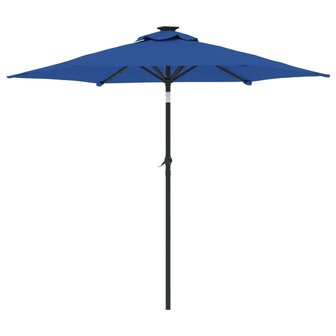 Parasol met LED&amp;apos;s en stalen paal 225x225x212 cm azuurblauw 6