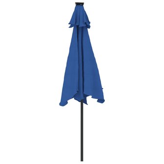 Parasol met LED&amp;apos;s en stalen paal 225x225x212 cm azuurblauw 7