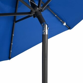 Parasol met LED&amp;apos;s en stalen paal 225x225x212 cm azuurblauw 9