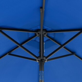 Parasol met LED&amp;apos;s en stalen paal 225x225x212 cm azuurblauw 12