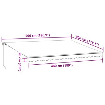 Luifel handmatig uittrekbaar met LED 500x300 cm bordeauxrood 11