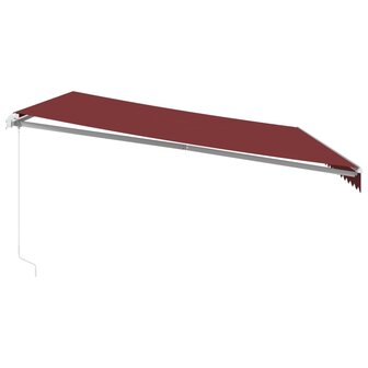 Luifel handmatig uittrekbaar met LED 500x350 cm bordeauxrood 5