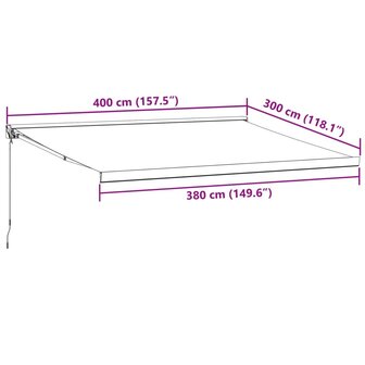 Luifel handmatig uittrekbaar 400x300 cm bordeauxrood 9