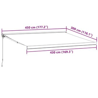 Luifel handmatig uittrekbaar 450x300 cm bordeauxrood 8