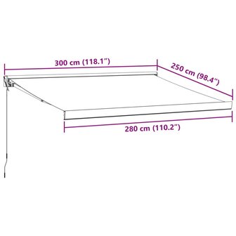 Luifel handmatig uittrekbaar 300x250 cm bordeauxrood 9