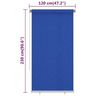 Rolgordijn voor buiten 120x230 cm HDPE blauw 6