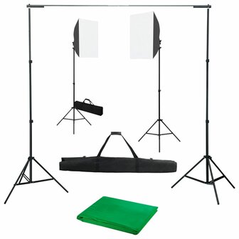 Fotostudioset met softboxlampen en achtergrond 1