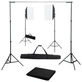 Fotostudioset met softboxlampen en achtergrond 1