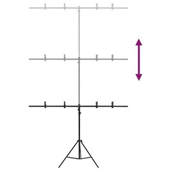 Achtergrondstandaard T-vormig 151x60x(70-200) cm zwart 5