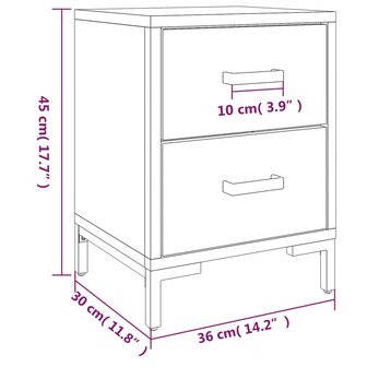 Nachtkastjes 2 st 36x30x45 cm massief grenenhout zwart 10