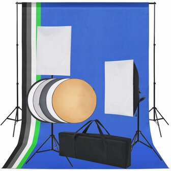 Fotostudio set met 5 gekleurde achtergronden &amp; 2 softboxen 1