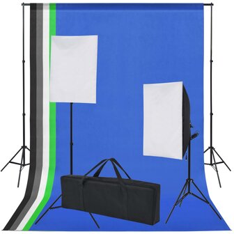 Fotostudio set met 5 gekleurde achtergronden &amp; 2 softboxen 2