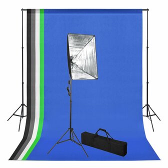 Fotostudioset met achtergrond en softboxlamp 1