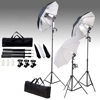 Fotostudioset met verlichtingsset en achtergrond 2