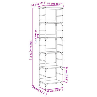 Boekenrek 50x33x188,5 cm bewerkt hout sonoma eikenkleurig 9