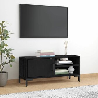 Tv-meubel 90x30x40 cm massief grenenhout zwart 1