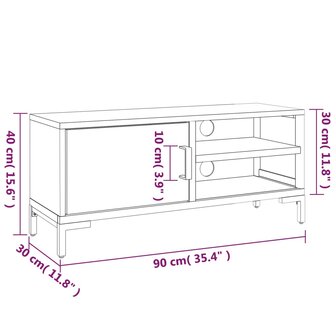 Tv-meubel 90x30x40 cm massief grenenhout zwart 9