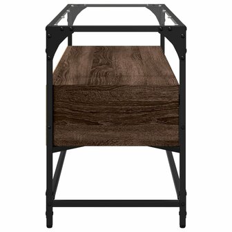 Tv-meubel met glazen blad 98x35x51 cm hout bruin eikenkleurig 5