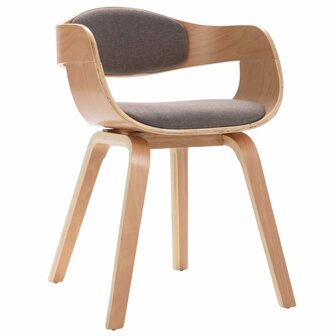 Eetkamerstoelen 2 st gebogen hout en stof taupe 3