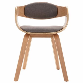 Eetkamerstoelen 2 st gebogen hout en stof taupe 4