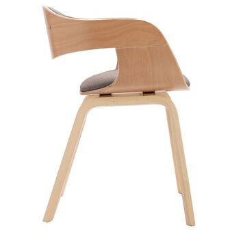 Eetkamerstoelen 2 st gebogen hout en stof taupe 5