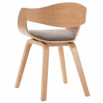 Eetkamerstoelen 2 st gebogen hout en stof taupe 6