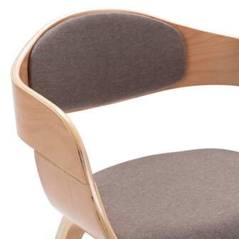 Eetkamerstoelen 2 st gebogen hout en stof taupe 7