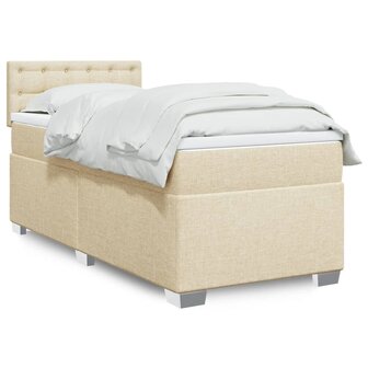 Boxspring met matras stof cr&egrave;mekleurig 80x200 cm 1