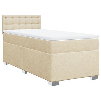 Boxspring met matras stof cr&egrave;mekleurig 80x200 cm 2