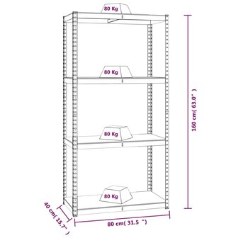 Opbergrek 4-laags 3 st staal &amp; bewerkt hout antracietkleurig 10