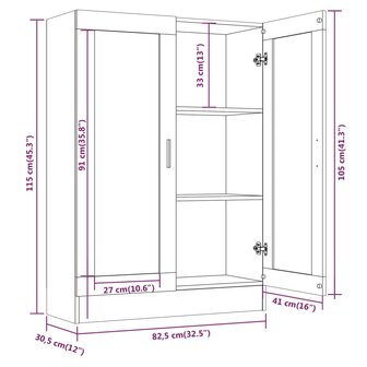 Vitrinekast 82,5x30,5x115 cm bewerkt hout grijs sonoma eiken 8