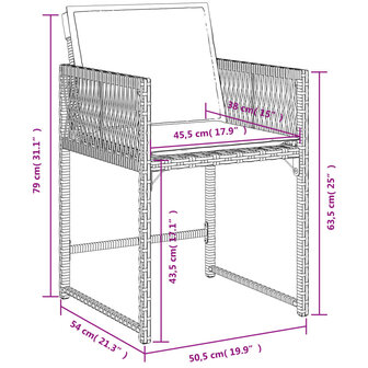 Tuinstoelen 4 st met kussens poly rattan zwart 12