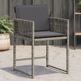 Tuinstoelen 4 st met kussens poly rattan grijs 1