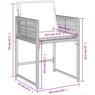 Tuinstoelen 4 st met kussens poly rattan grijs 12