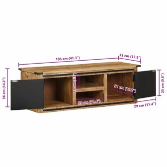 Tv-meubel met deuren 105x33x36cm massief mangohout 11