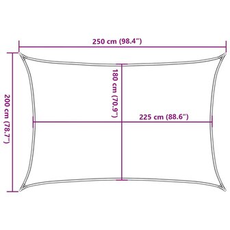 Zonnezeil 160 g/m&sup2; rechthoekig 2x2,5 m HDPE lichtgrijs 10