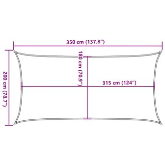 Zonnezeil rechthoekig 160 g/m&sup2; 2x3,5 m HDPE lichtgrijs 10