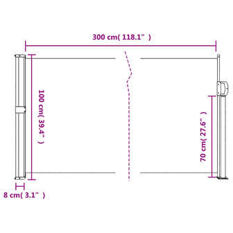 Windscherm uittrekbaar 100x300 cm cr&egrave;mekleurig 10