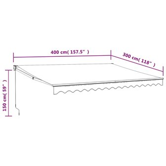 Luifel uittrekbaar 4x3 m stof en aluminium antracietkleurig 9