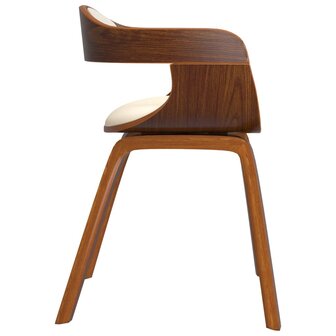 Eetkamerstoelen 2 st gebogen hout en kunstleer cr&egrave;mekleurig 5