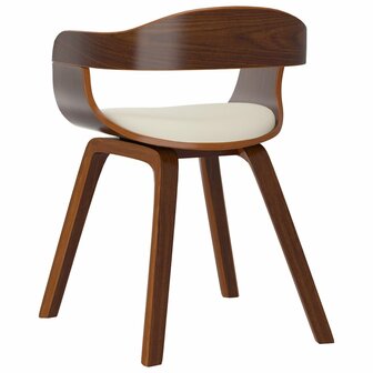 Eetkamerstoelen 2 st gebogen hout en kunstleer cr&egrave;mekleurig 6