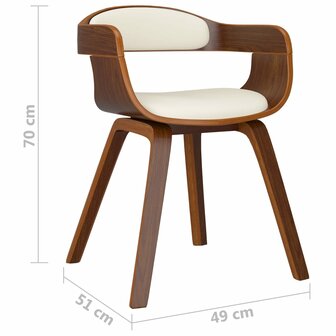 Eetkamerstoelen 2 st gebogen hout en kunstleer cr&egrave;mekleurig 7