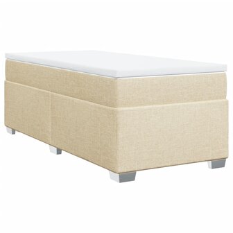 Boxspring met matras stof cr&egrave;mekleurig 90x200 cm 2