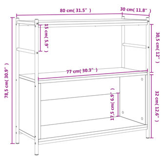 Boekenrek 80x30x78,5 cm bewerkt hout en ijzer zwart 9